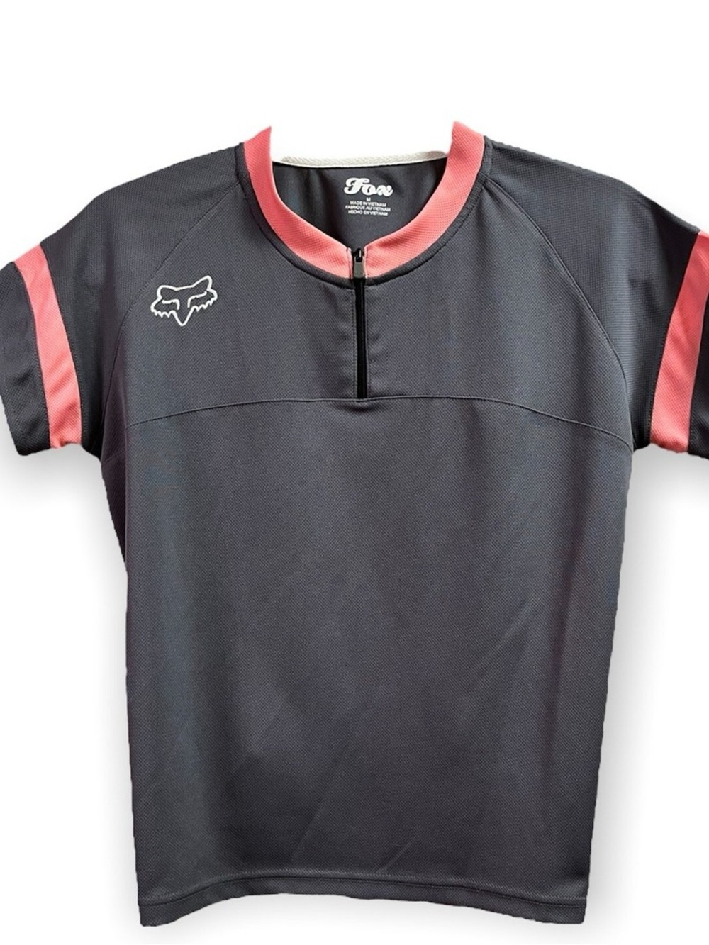 Fox Women's Short Sleeve Cycling Jersey in Gray and Coral